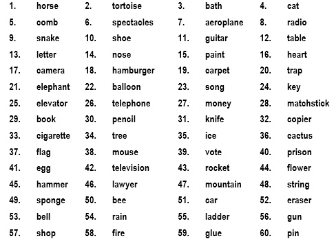 Random Words List In English